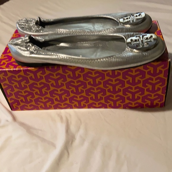 Silver Tory Burch Flats - Picture 3 of 6